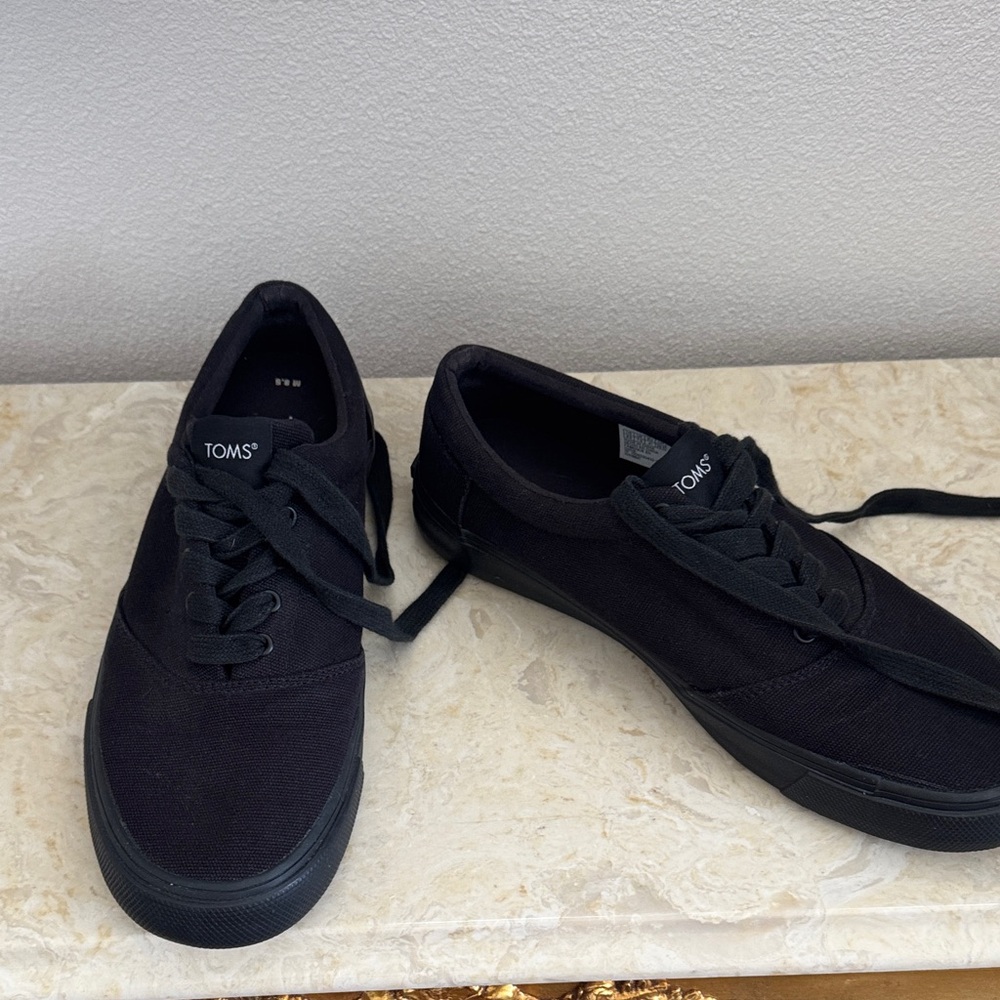 TOMS Alpergata Fenix Men's Black Canvas Lace-Up Sneakers Men 8.5 Women 10